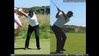 Jon Rahm golf swing  Long Iron faceon amp downtheline July 2017 [upl. by Amitie]