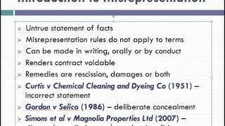 Misrepresentation Lecture 1 of 4 [upl. by Erialcyram]